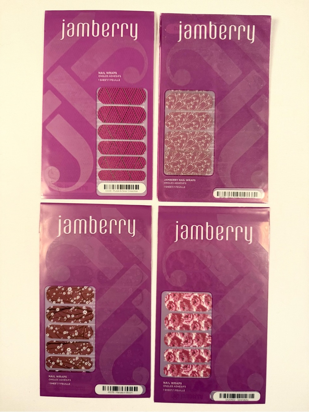 Jamberry Nail Wraps Lot of 4 Floral & Geometric Full-Sheet Bundle Rare Unicorns